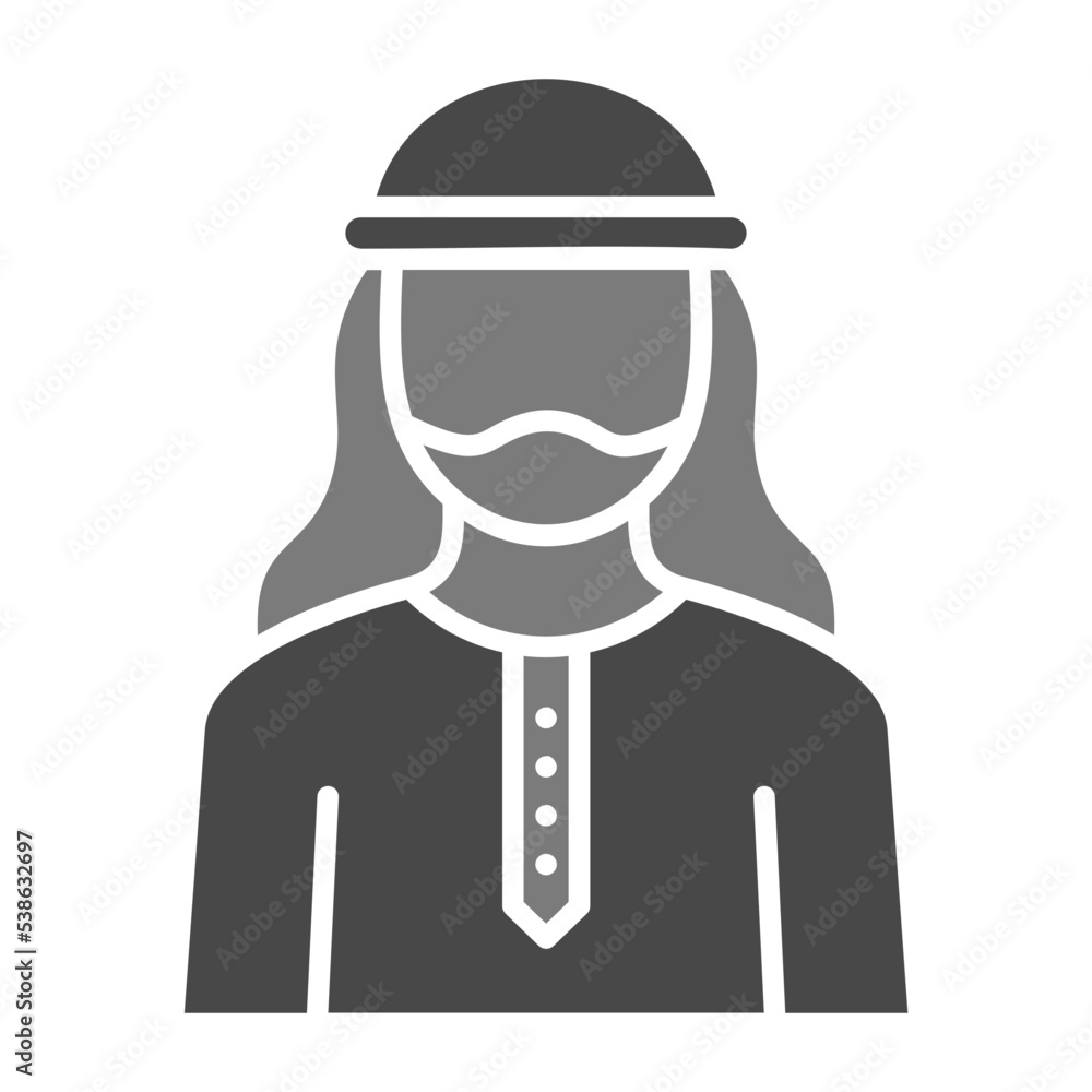 Arab Man Greyscale Glyph Icon Arab Man Greyscale Glyph Icon