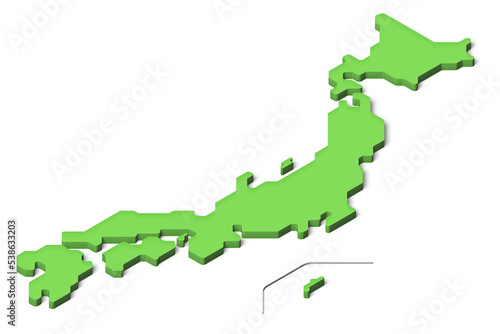 3D日本地図  アイソメトリック（背景透過、影付き）