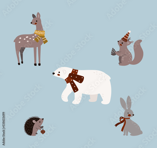 Winter woodland animals