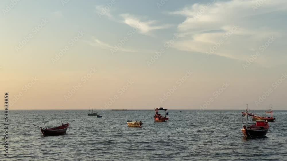 Panorama fishing boats mooring boats to fish,background Panorama fishing boats mooring boats to fish,background