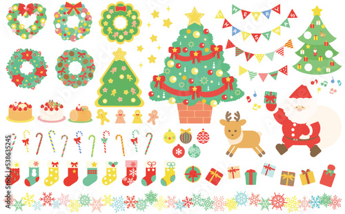 かわいいクリスマスのイラスト素材パステルカラー