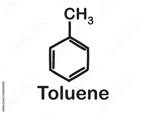 Chemical formula of toluene. Vector illustration