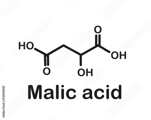 Chemical formula of malic acid. Vector illustration