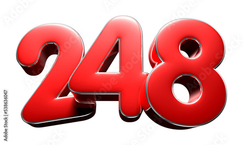 Rounded red number 248 3D illustration. Advertising signs. Product design. Product sales.
