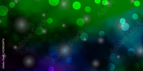 Light Multicolor vector pattern with circles, stars.