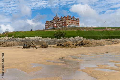 view of the historic Headland Hotel and Spa near Fistral Beach in Newquay photo