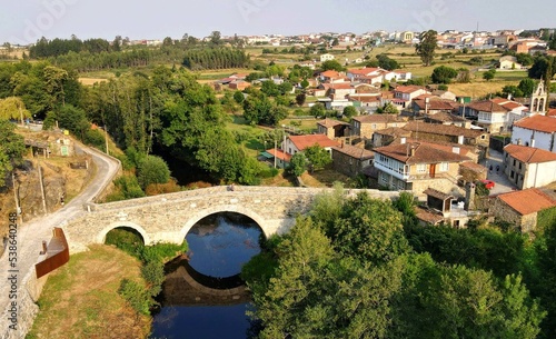 Puente sobre el río Furelos en Melide, Galicia photo