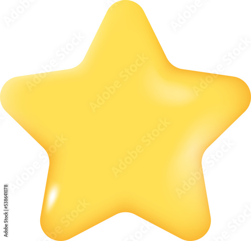 3D Star Icon. Glossy Star Isolated on Transparent Background. Rating, Survey, Review Concept