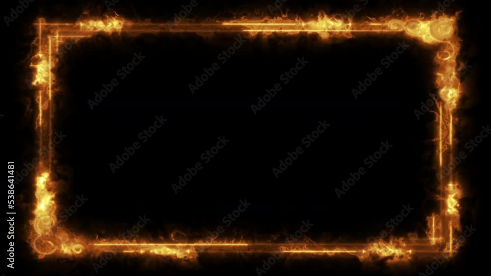 Burning abstract seamless looped rectangle animated frame on ...
