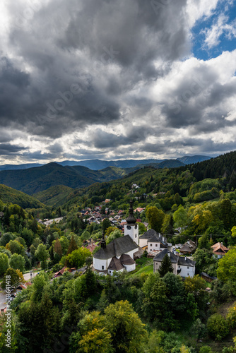 vertical view of the Roman Catholic church in Spania Dolina