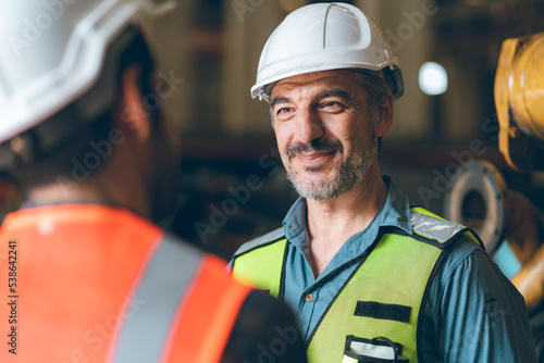 Slika na platnu industrial factory with men at work concept, professional engineer foreman inspe