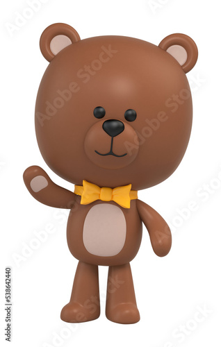 Cute teddy bear posing. 3d illustration