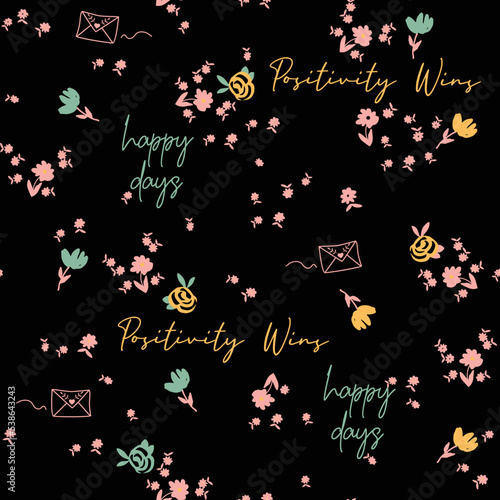 Cute thanksgiving christmas trendy ditsy conversational colorful positive letter and words seamless pattern print background for fashion, textile, tshirt, girls, kids 