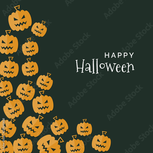 Halloween background of creepy pumpkins in flat design