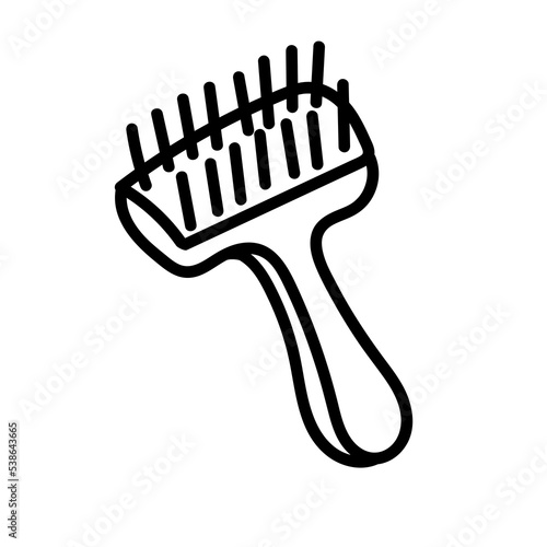 Pet grooming comb and brush for dog and cat hair in hand drawn doodle style. Vector illustration.