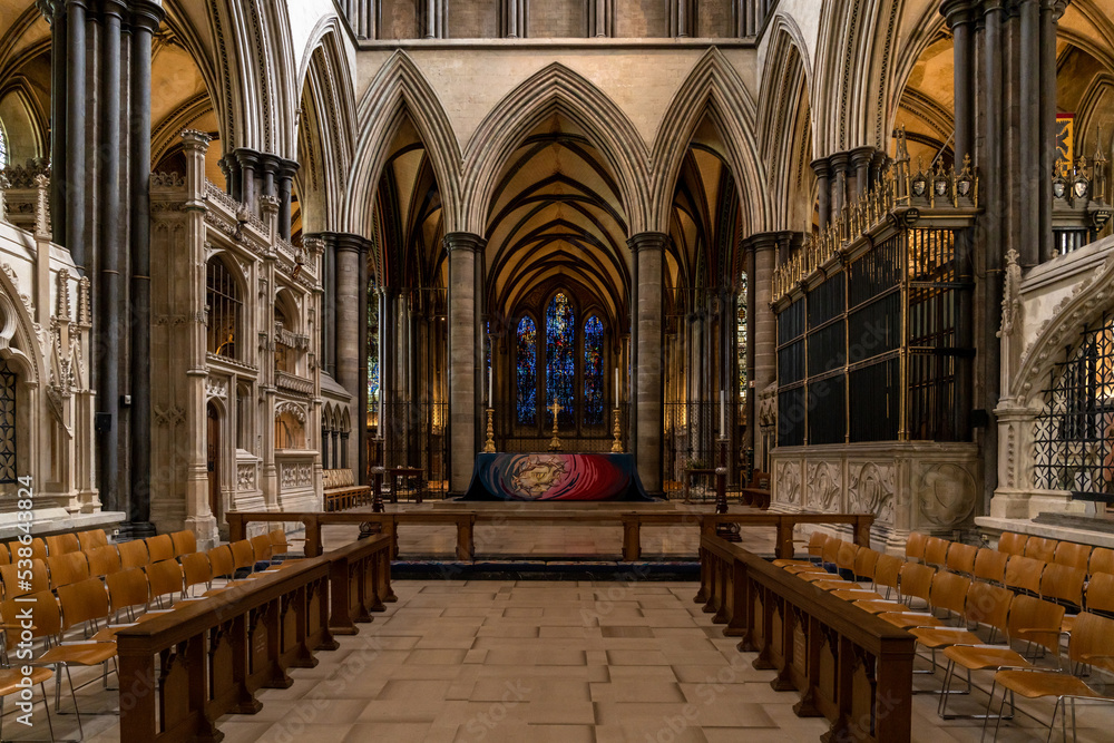 view of the chapel altar of the Salisbury Cathedral