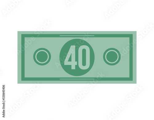 40 dollar vector illustration isolated in white background. Dollar price for sales and promotion