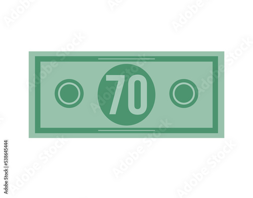 70 dollar vector illustration isolated in white background. Dollar price for sales and promotion