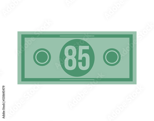 85 dollar vector illustration isolated in white background. Dollar price for sales and promotion