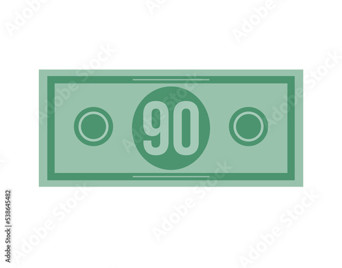 90 dollar vector illustration isolated in white background. Dollar price for sales and promotion