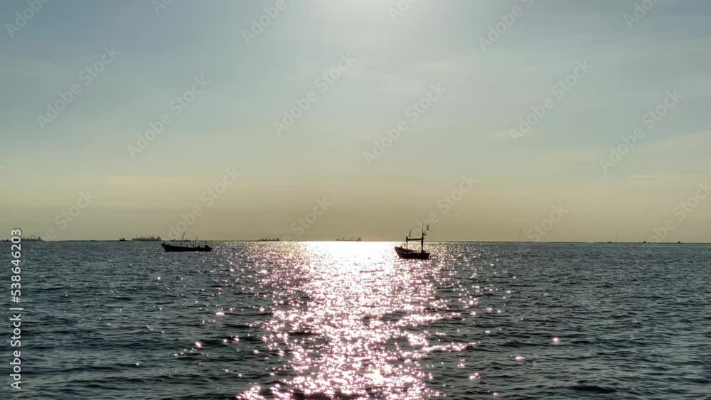 Para noma, sunset view in the sea, sea fishing boat Para noma, sunset view in the sea, sea fishing boat