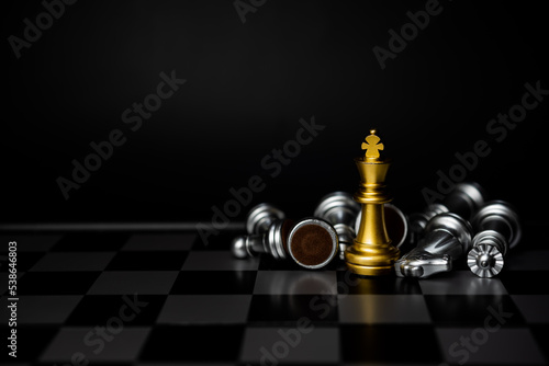 Strategy and business planning ideas. Chess gold on the board.