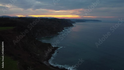 Landscape with the Lighthouse of Lastres, Asturias. photo