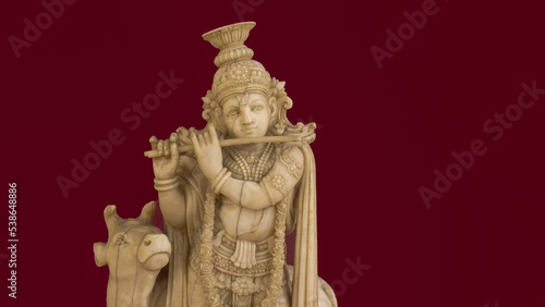 God Krishna Statue image with cow marble image