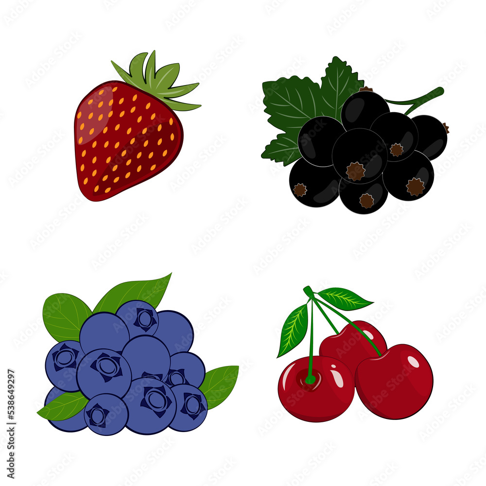 set of elements of berries set of elements of berries