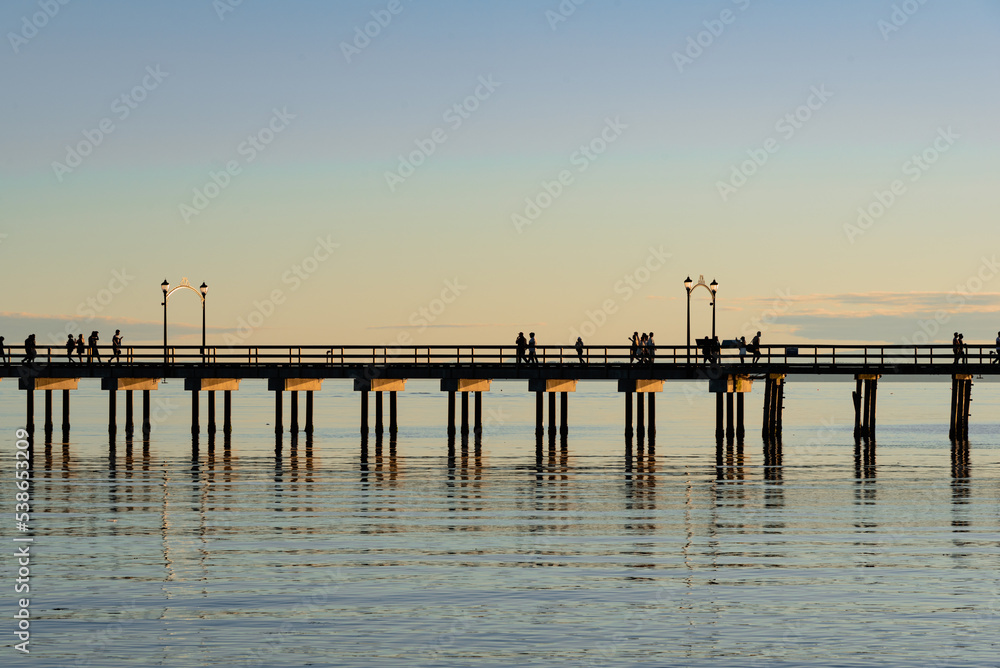 Spectacular sunset on the ocean pier
