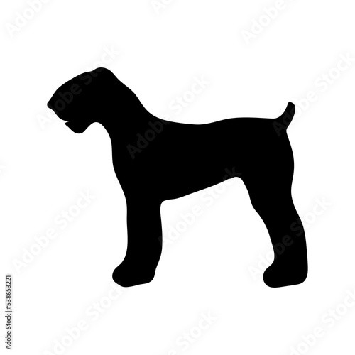 Airedale Terrier. Black silhouette of a dog on a white background. Vector illustration