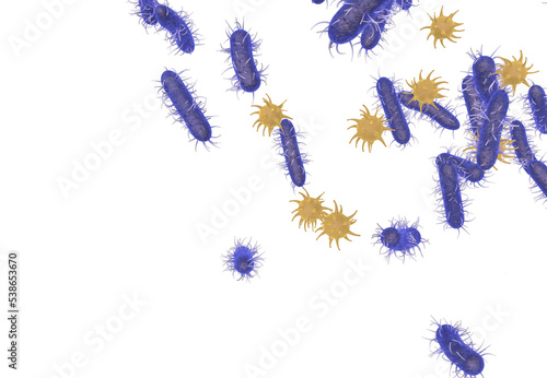 Enlargement 3d rendering of group of flu bacterias © alphaspirit