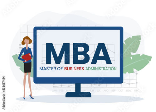 MBA - Master of Business Administration acronym, business concept background