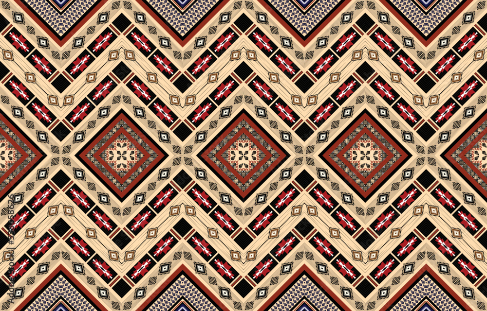 Ethnic geometric abstract seamless pattern design. Native American Navajo Aztec pattern vector elements designed for background, wallpaper, print, wrapping, tile. vector illustration. Embroidery style