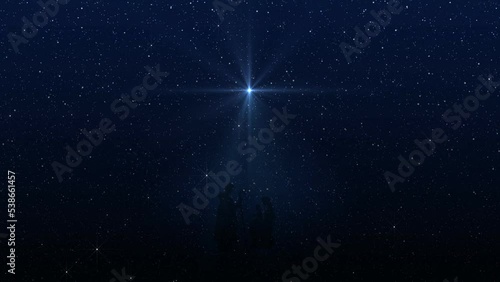 Wallpaper Mural Star of Bethlehem, or the Christmas Star. Silhouettes of Jesus Christ's family in the manger Mary and Joseph Torontodigital.ca