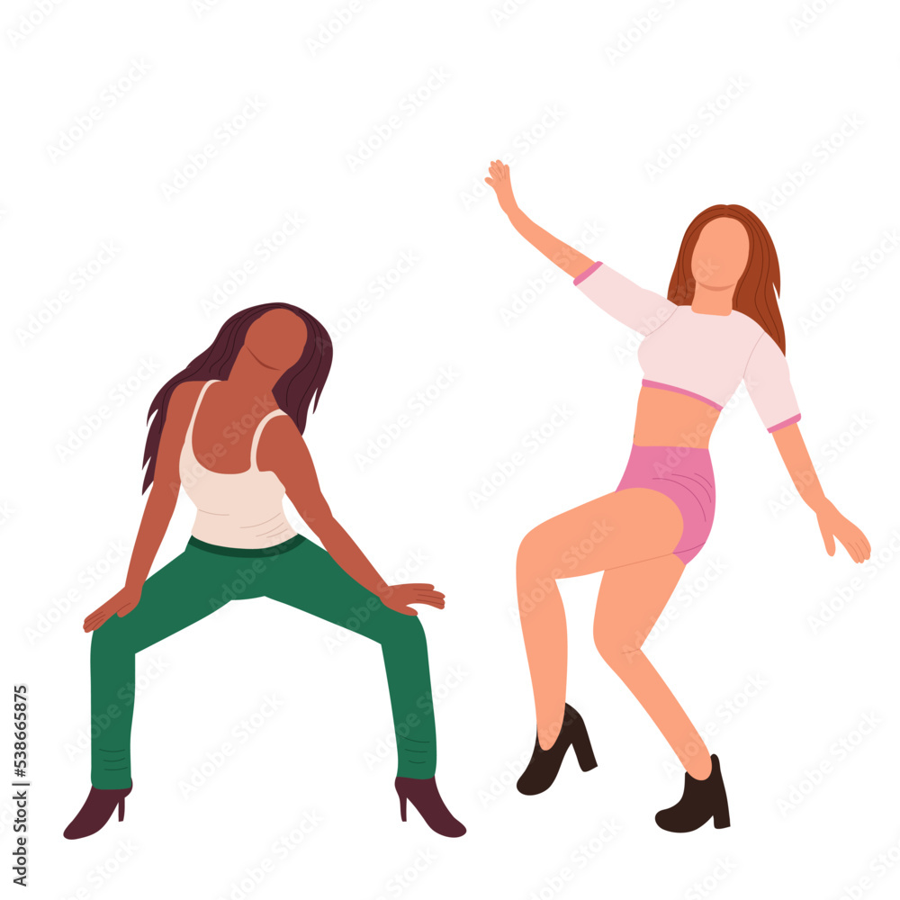 dancing women on white background, isolated vector