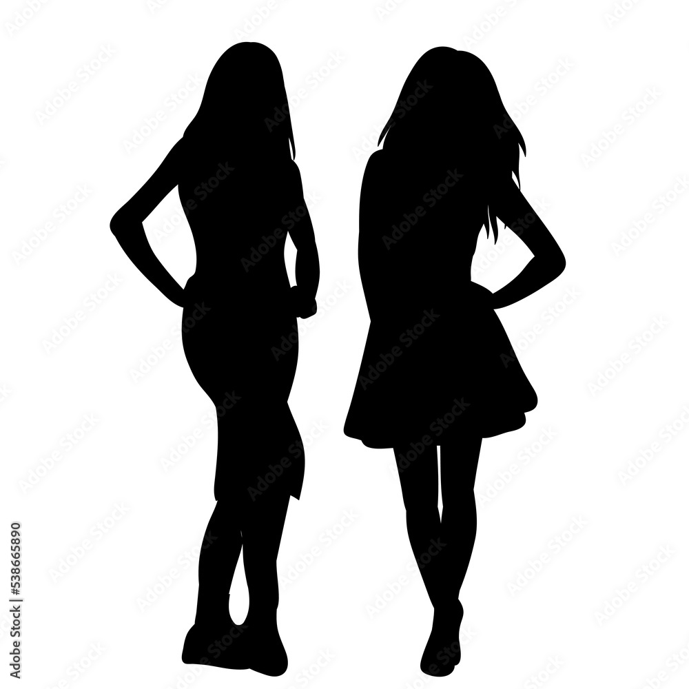 women silhouette on white background isolated vector