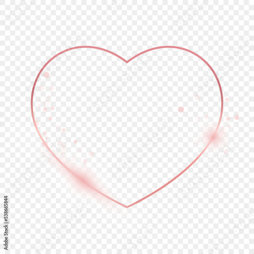 Rose gold glowing heart shape frame
