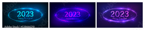 2023 Happy New Year neon background