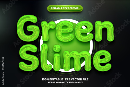 nature liquid green slime 3D logo mock up template Editable text Effect Style