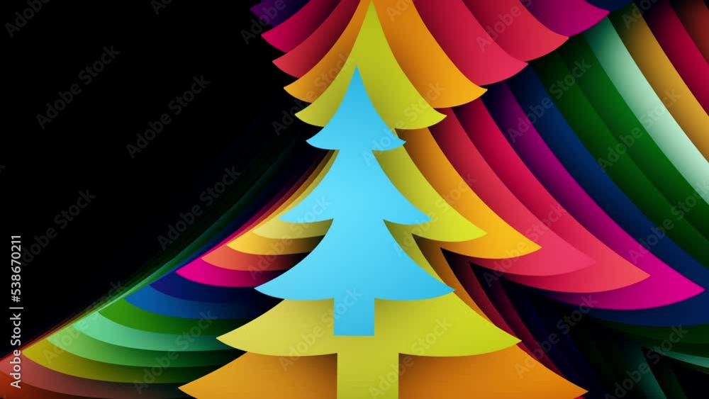 custom made wallpaper toronto digitalPaper-cut Christmas tree animation, holiday greeting video card