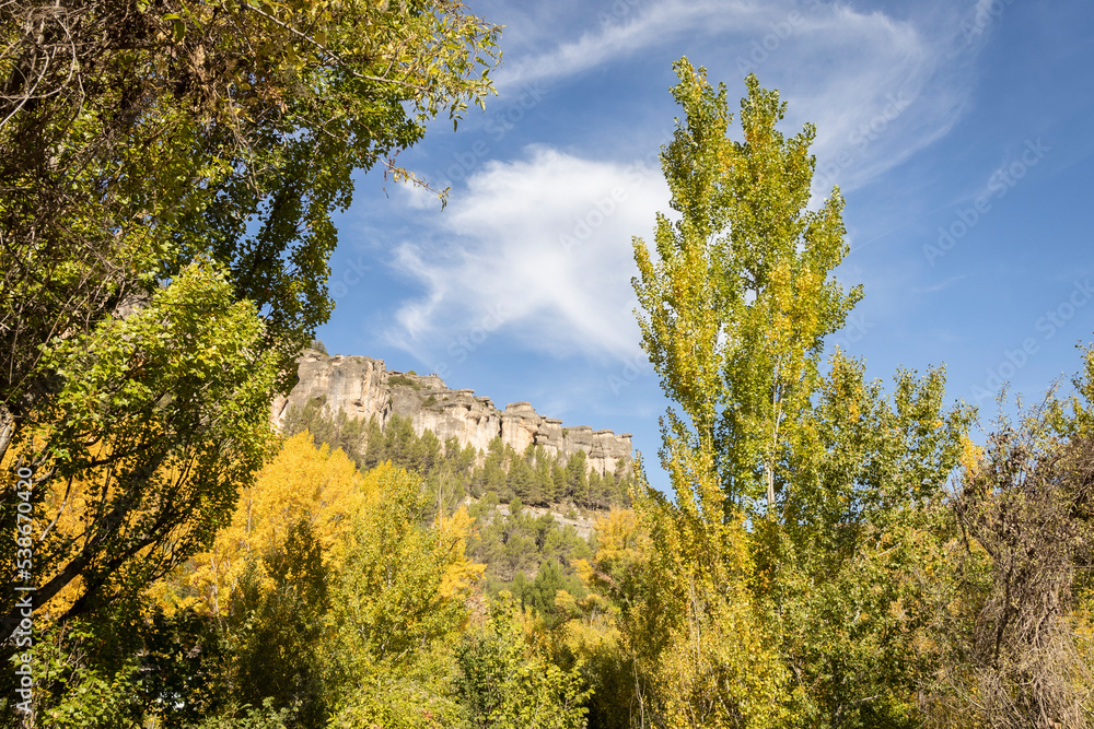 Surroundings of Cuenca, the Sierra de Cuenca in autumn. Landscapes of the Serrania de Cuenca in autumn. Landscapes of Castilla la Mancha, Spain