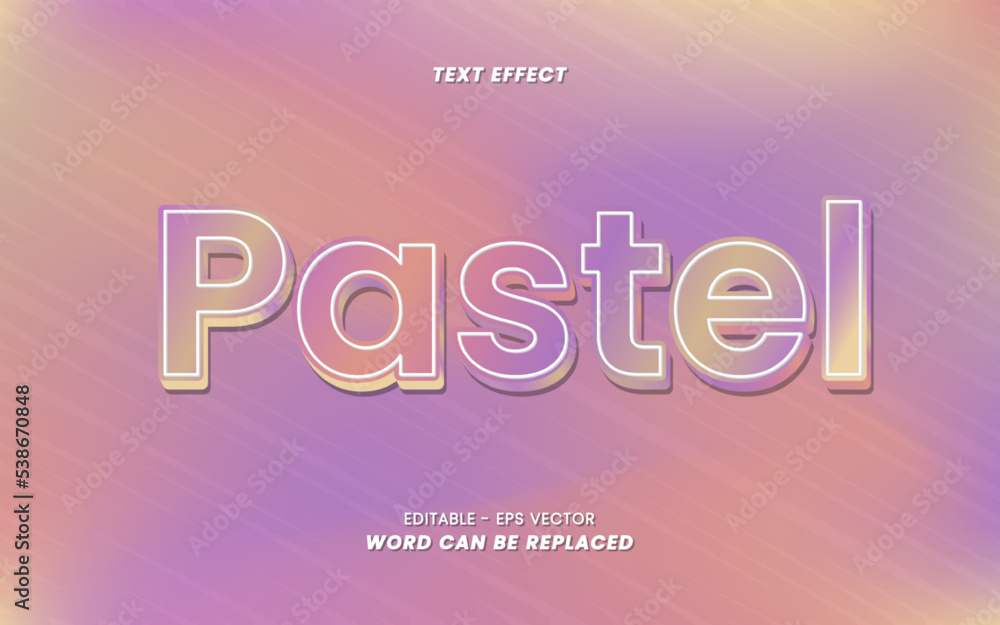 Pastel Text Effect - Gold Color Blend. Text can be edited and customized for the purposes of Titles, Covers, Magazines, Ads and More