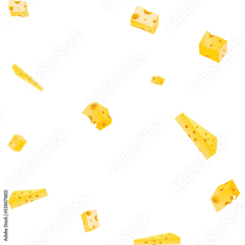 Sliced and cube cheese pieces