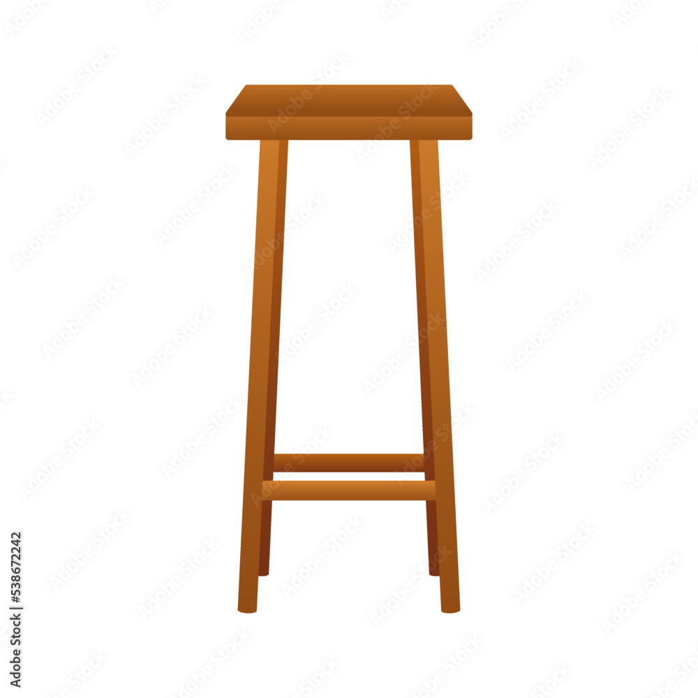 Bar wooden stool. Four legged stool. Vector stock illustration. Bar wooden stool. Four legged stool. Vector stock illustration.