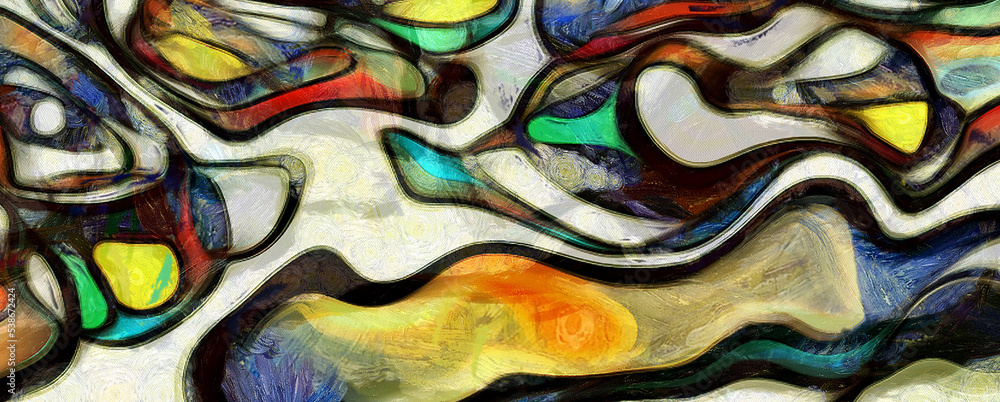 Swirling Shapes, Color and Lines