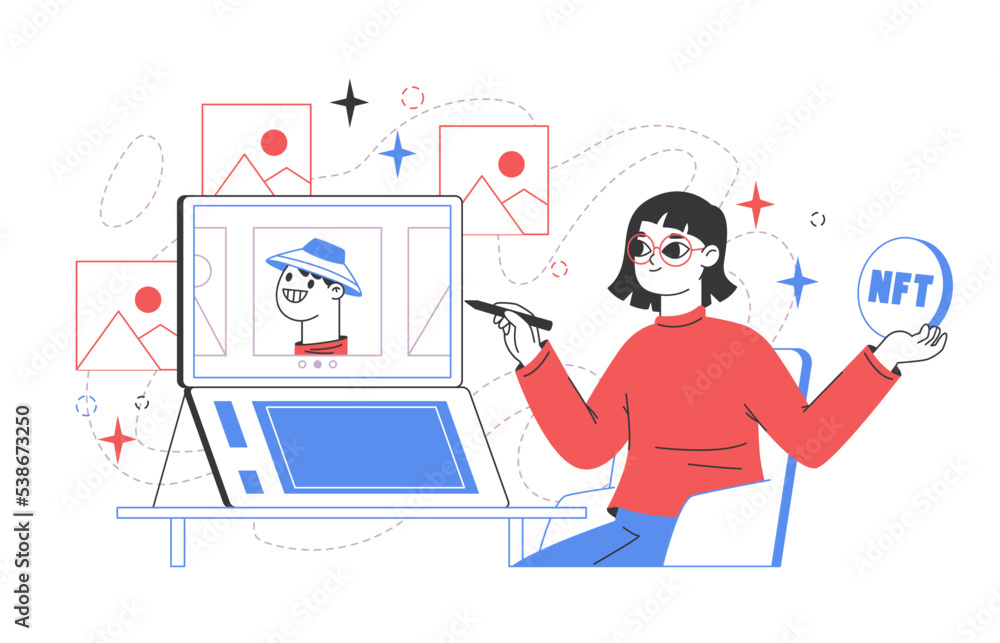 Non fungible token, digital cryptocurrency market. NFT crypto art masterpiece, people selling and buying crypto tokens flat vector illustration set. Exclusive nft art concept Non fungible token, digital cryptocurrency market. NFT crypto art masterpiece, people selling and buying crypto tokens flat vector illustration set. Exclusive nft art concept