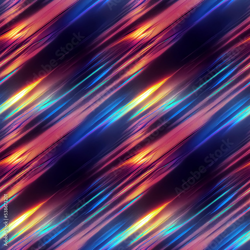 Abstract colorful holographic iridescent surreal dynamic seamless pattern. Trendy 3D illustration.