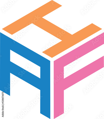 HAF letter logo design with polygon shape. HAF polygon and cube logo design