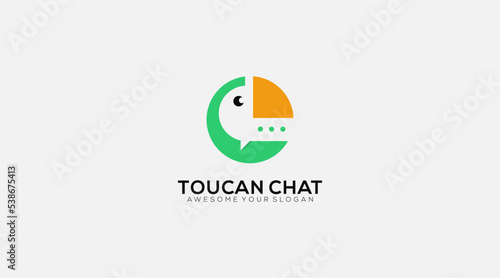 combination of toucan chat with message vector and logo design
